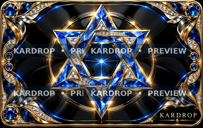 עיצוב מגן דוד מקריסטל כחול וזהב